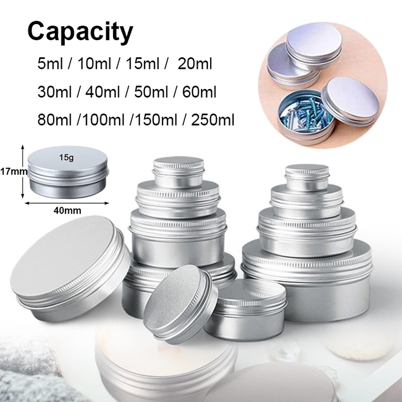 Candle Containers - 1/5/10pcs 5-250ml Empty Silver Aluminum Tins