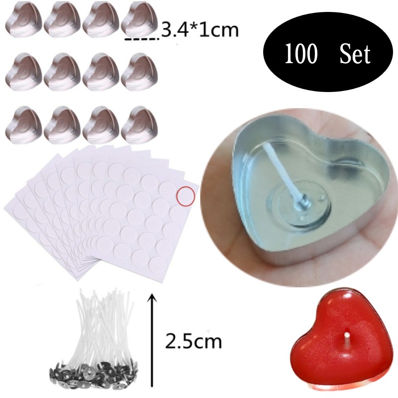 100 Sets Heart shaped Empty Al - Candle Containers recension och pris