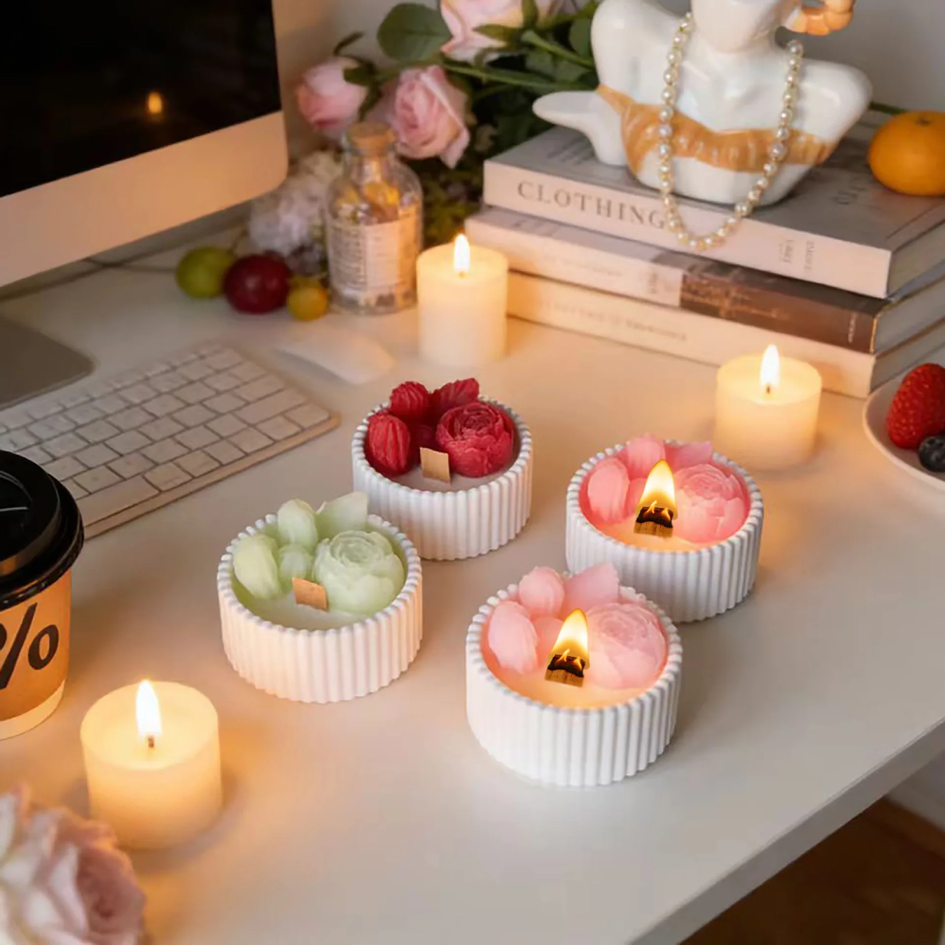 2pcs Floral Rose Cup Scented C - Paraffin Wax recension och pris