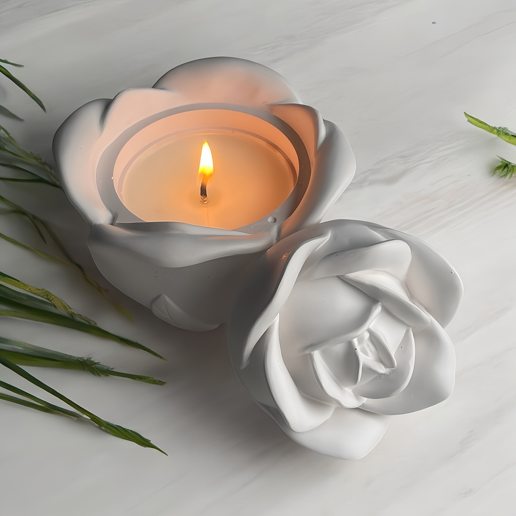 2-Piece Set Rose Shaped Silico - Candle Molds recension och pris
